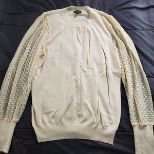 Large ivory sweater, sheer sleeves